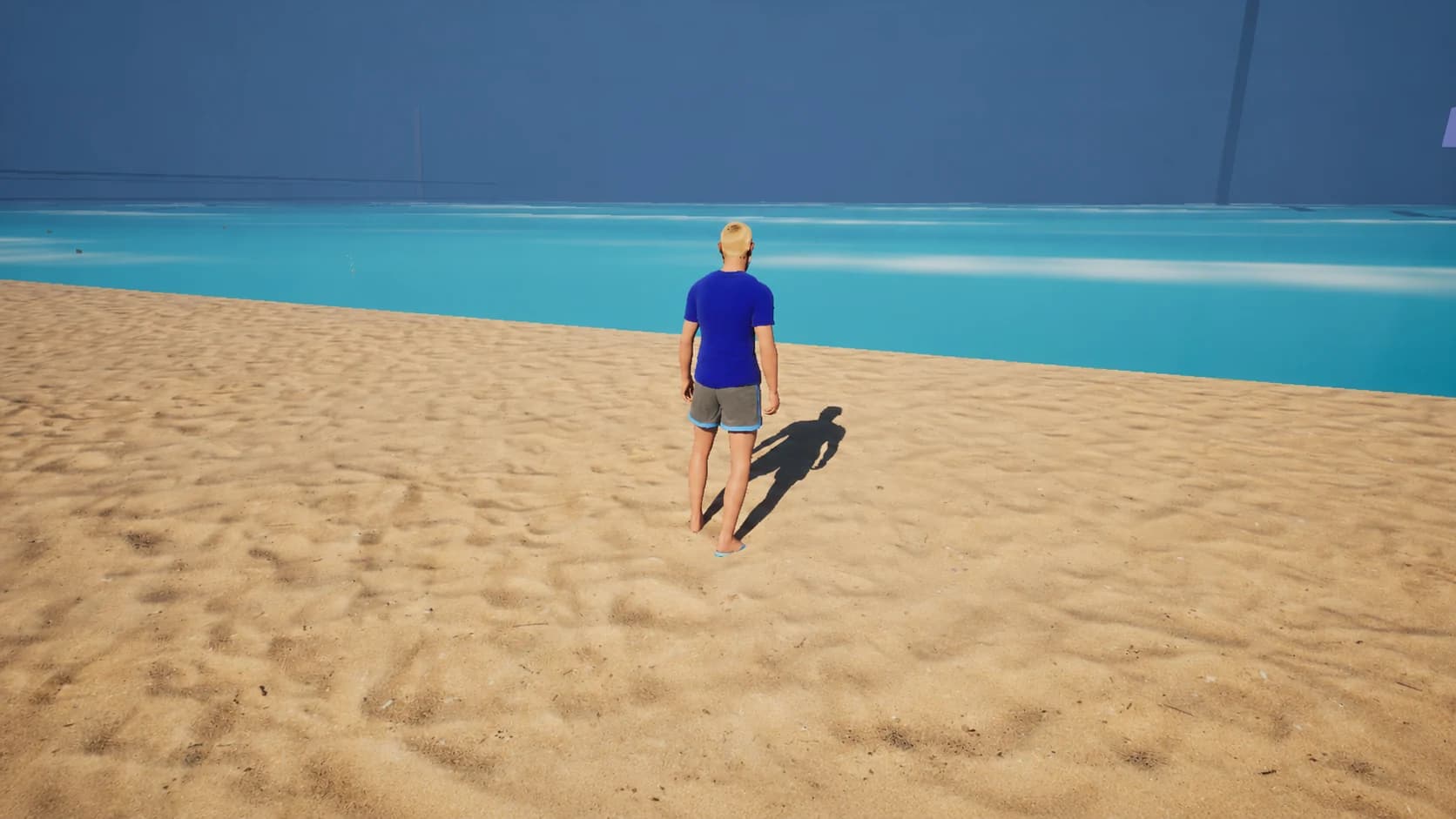 Victor looking out over the beach and ocean in Zielinski Metaverse